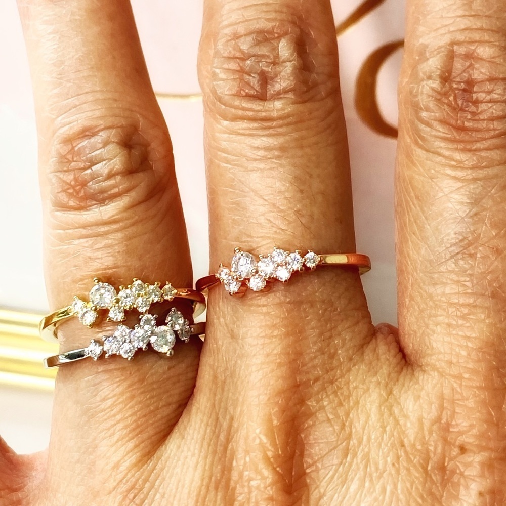 Crystal Clouds Cluster Rhinestone Stacking Ring